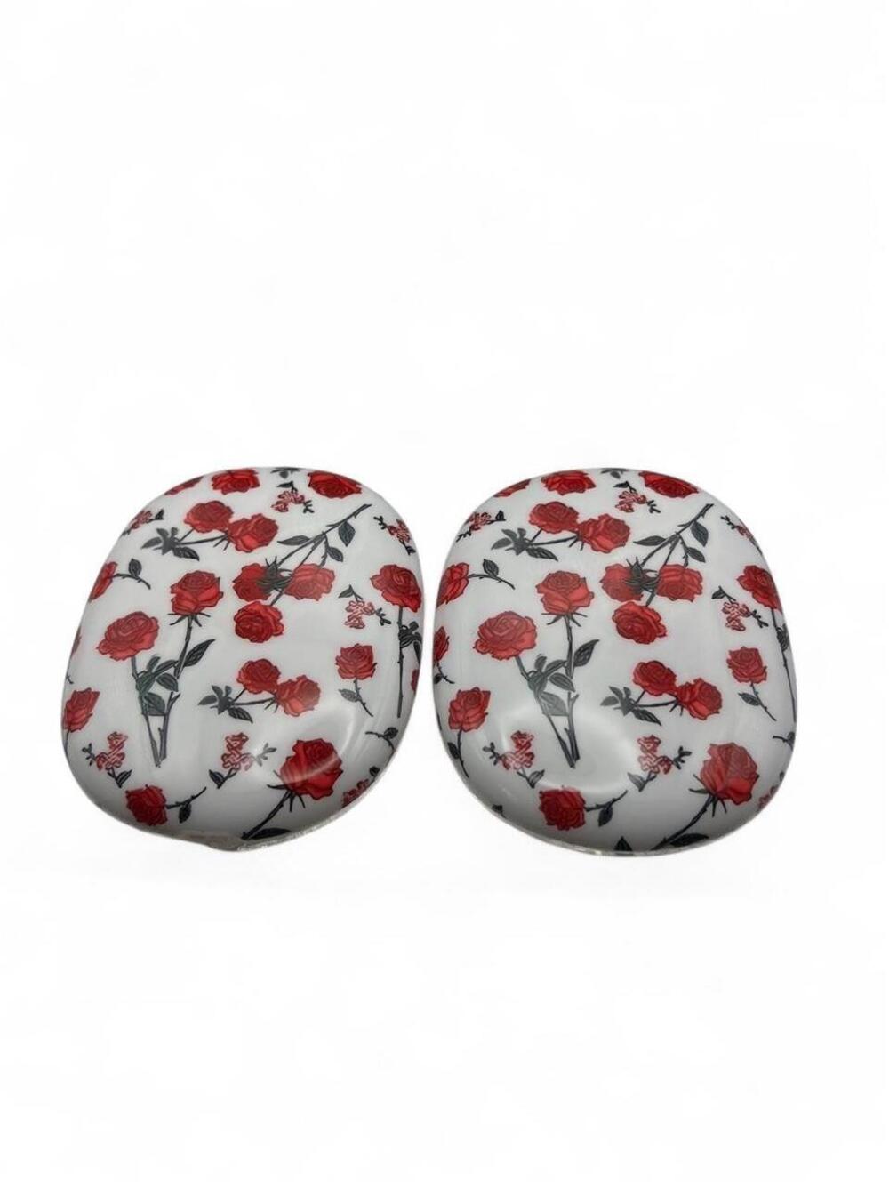 Red Rose Floral Pattern AirPods Max Ear Cup Covers Silicone Protection Cases
